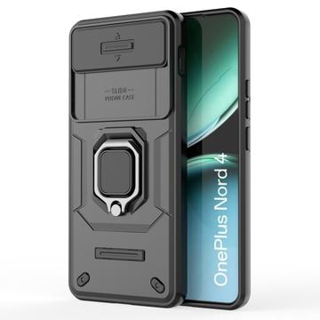 OnePlus Nord 4 Roterende Ring Hybrid Cover med Kameraskjold - Sort