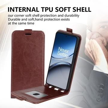 OnePlus Nord 4 Vertikal Flip Cover med Kortholder - Brun