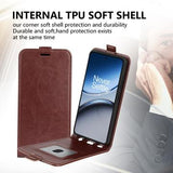 OnePlus Nord 4 Vertikal Flip Cover med Kortholder - Brun