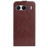 OnePlus Nord 4 Vertikal Flip Cover med Kortholder - Brun
