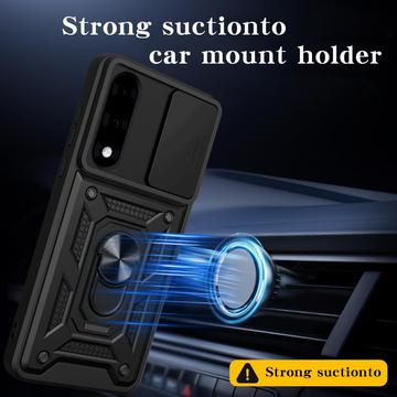 OnePlus Nord 5 Roterende Ring Hybrid Cover med Kameraskjold - Sort