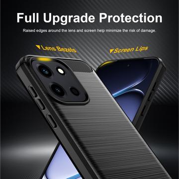 OnePlus Nord 6/Turbo 6/6V Børstet TPU Cover - Karbonfiber - Sort