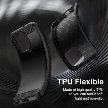 OnePlus Nord 6/Turbo 6/6V Børstet TPU Cover - Karbonfiber - Sort