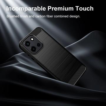 OnePlus Nord 6/Turbo 6/6V Børstet TPU Cover - Karbonfiber - Sort