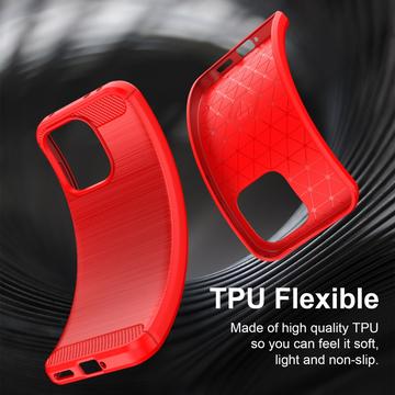 OnePlus Nord 6/Turbo 6/6V Børstet TPU Cover - Karbonfiber - rød