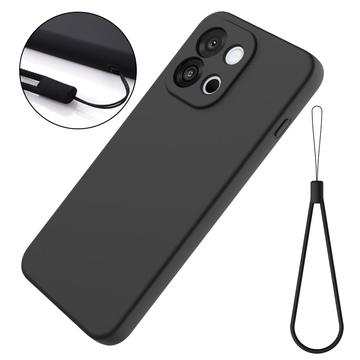OnePlus Nord 6/Turbo 6 Flydende silikone cover med håndrem - Sort