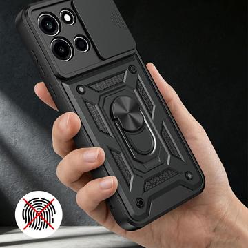 OnePlus Nord 6 Roterende Ring Hybrid Cover med Kameraskjold - Sort