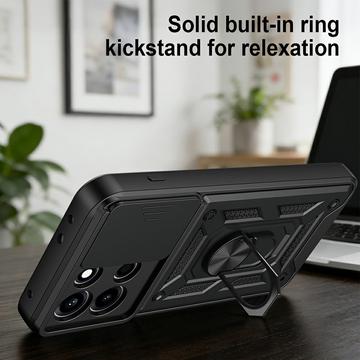 OnePlus Nord 6 Roterende Ring Hybrid Cover med Kameraskjold - Sort