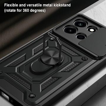 OnePlus Nord 6 Roterende Ring Hybrid Cover med Kameraskjold - Sort