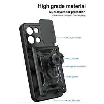 OnePlus Nord 6 Roterende Ring Hybrid Cover med Kameraskjold - Sort