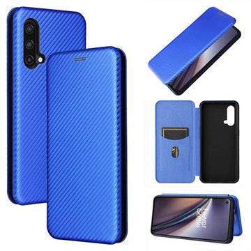 OnePlus Nord CE 5G Flip Cover - Karbonfiber - Blå