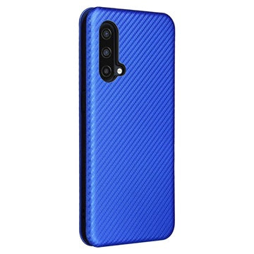 OnePlus Nord CE 5G Flip Cover - Karbonfiber - Blå