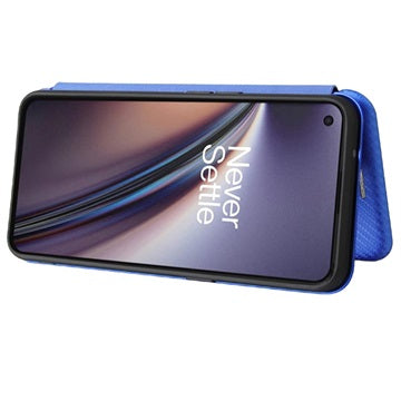 OnePlus Nord CE 5G Flip Cover - Karbonfiber - Blå