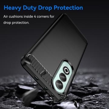 OnePlus Nord CE4 Børstet TPU Cover - Karbonfiber - Sort