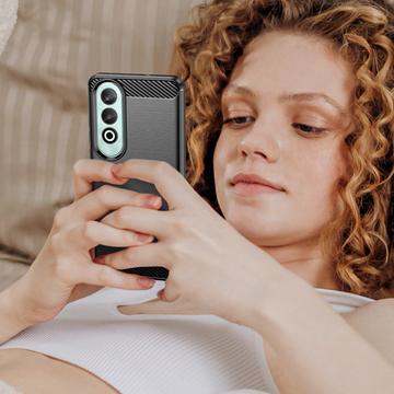 OnePlus Nord CE4 Børstet TPU Cover - Karbonfiber - Sort