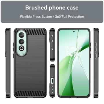 OnePlus Nord CE4 Børstet TPU Cover - Karbonfiber - Sort