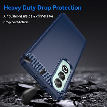 OnePlus Nord CE4 Børstet TPU Cover - Karbonfiber - Blå