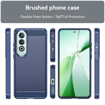 OnePlus Nord CE4 Børstet TPU Cover - Karbonfiber - Blå
