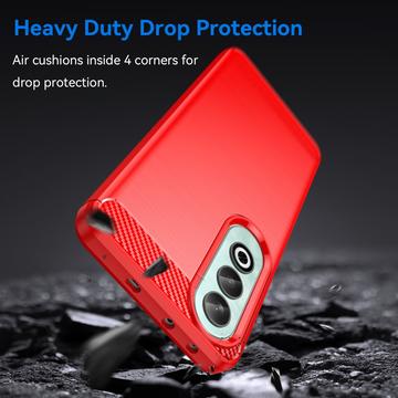 OnePlus Nord CE4 Børstet TPU Cover - Karbonfiber - Rød