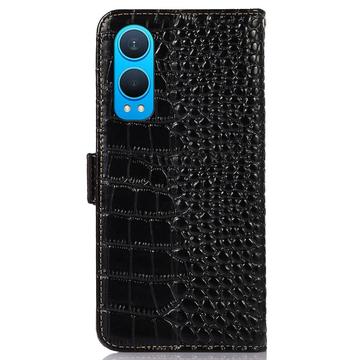 OnePlus Nord CE4 Lite/Oppo K12x Crocodile Series Læderpung med RFID - Sort