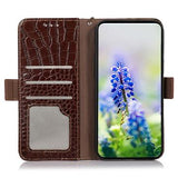 OnePlus Nord CE4 Lite/Oppo K12x Crocodile Series Læderpung med RFID - Brun