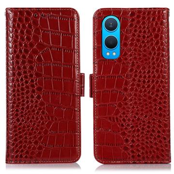 OnePlus Nord CE4 Lite/Oppo K12x Crocodile Series Læderpung med RFID - Rød