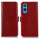 OnePlus Nord CE4 Lite/Oppo K12x Crocodile Series Læderpung med RFID - Rød