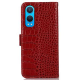 OnePlus Nord CE4 Lite/Oppo K12x Crocodile Series Læderpung med RFID - Rød