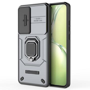 OnePlus Nord CE4 Lite/Oppo K12x Roterende Ring Hybrid Cover med Kameraskjold - Grå