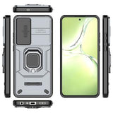 OnePlus Nord CE4 Lite/Oppo K12x Roterende Ring Hybrid Cover med Kameraskjold - Grå