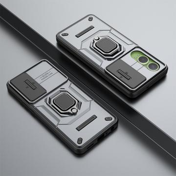 OnePlus Nord CE4 Lite/Oppo K12x Roterende Ring Hybrid Cover med Kameraskjold - Grå