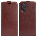 OnePlus Nord CE4 Lite/Oppo K12x Vertikal Flip Taske med Kortholder - Brun