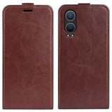 OnePlus Nord CE4 Lite/Oppo K12x Vertikal Flip Taske med Kortholder - Brun