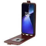 OnePlus Nord CE4 Lite/Oppo K12x Vertikal Flip Taske med Kortholder - Brun
