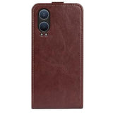 OnePlus Nord CE4 Lite/Oppo K12x Vertikal Flip Taske med Kortholder - Brun