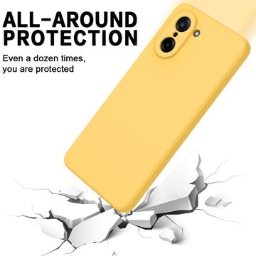 OnePlus Nord CE5 Flydende silikone cover med håndrem - gul