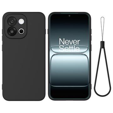 OnePlus Nord CE6 Flydende silikone cover med håndrem - Sort