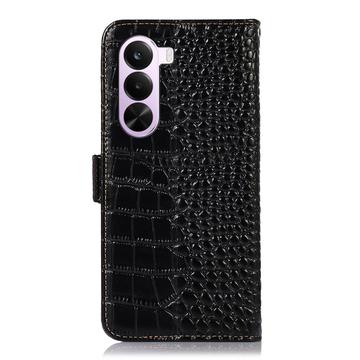 OnePlus Nord CE6 Lite/Realme P4x Crocodile Series Læderpung med RFID - Sort