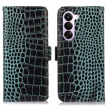 OnePlus Nord CE6 Lite/Realme P4x Crocodile Series Læderpung med RFID - Grøn