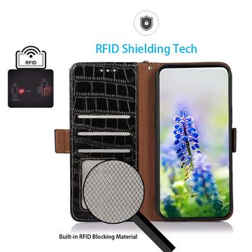 OnePlus Turbo 6/6V Crocodile Series Læderpung med RFID - Sort