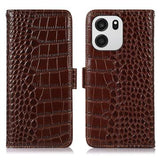 OnePlus Turbo 6/6V Crocodile Series Læderpung med RFID - Brun