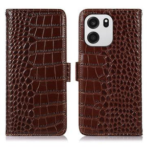 OnePlus Turbo 6/6V Crocodile Series Læderpung med RFID - Brun