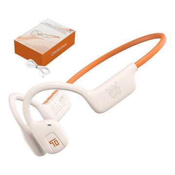 Onikuma T37 Air Conduction trådløse Bluetooth 5.3 hovedtelefoner til sport - creme/orange