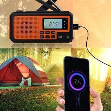 Udendørs solcelledrevet nødradio med håndsving SY373 - 4000mAh