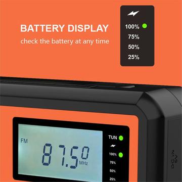 Udendørs solcelledrevet nødradio med håndsving SY373 - 4000mAh