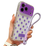iPhone 17 Pro Max PC / TPU Cover med linsefilm og rem - Polka Dot - Lilla