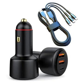 PD3.0 hurtigopladningsbiloplader 65W opladeradapter til cigarettænder 3-port 100W superbiloplader
