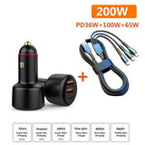 PD3.0 hurtigopladningsbiloplader 65W opladeradapter til cigarettænder 3-port 100W superbiloplader