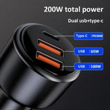 PD3.0 hurtigopladningsbiloplader 65W opladeradapter til cigarettænder 3-port 100W superbiloplader