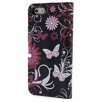 iPhone 5 / 5S / SE Pung Taske - Sommerfugle / Blomster
